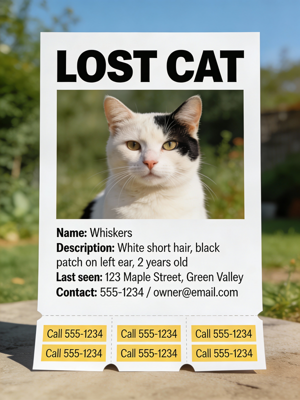 Effective 'Lost Cat' Flyer — output 1
