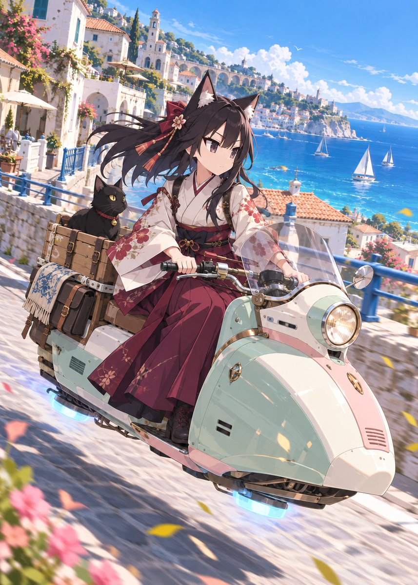 Social Media Post - Fox Shrine Maiden on Hover Scooter — output 1