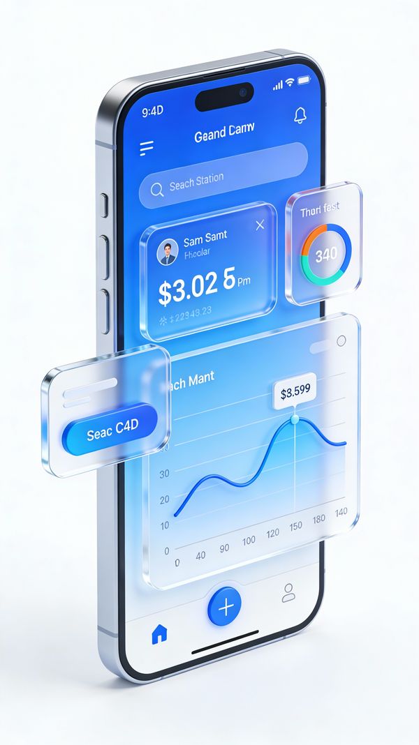 C4D-Style Finance App UI (Variant) — output 1