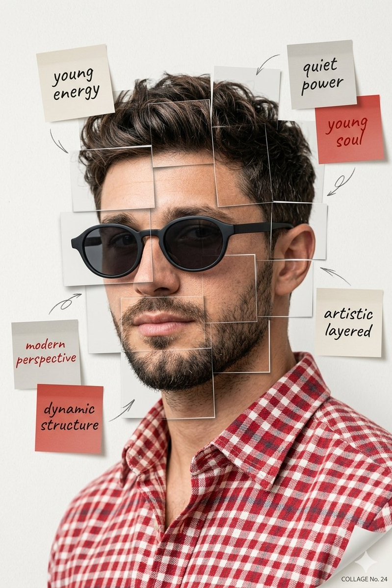 Deconstructed Grid Editorial Portrait — output 1