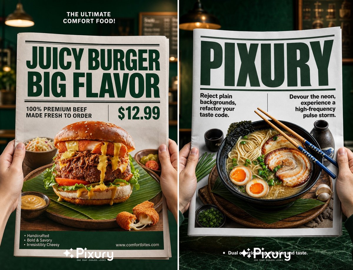 E-commerce Main Image - Newspaper Layout Food Poster Template — output 1