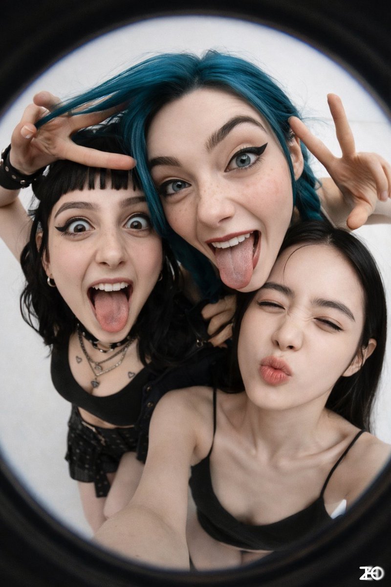 Fisheye Group Photo with Exaggerated Poses — output 1