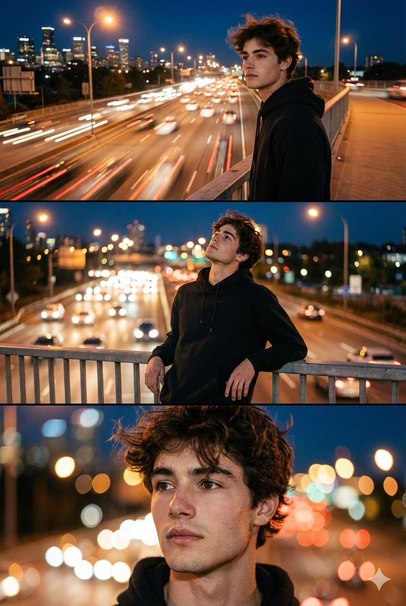 Cinematic Night City Triptych Portrait (Duplicate) — output 1