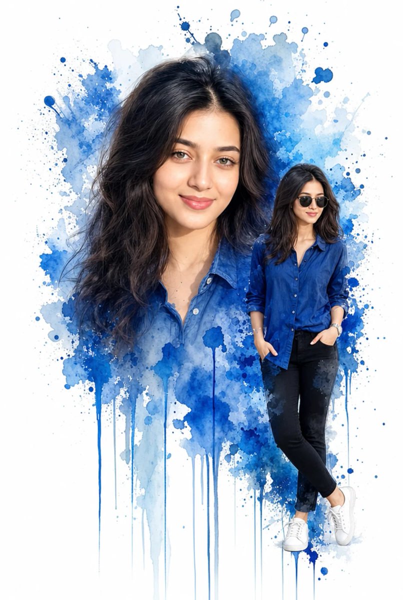 Profile / Avatar - Double Exposure Watercolor Portrait Art — output 1