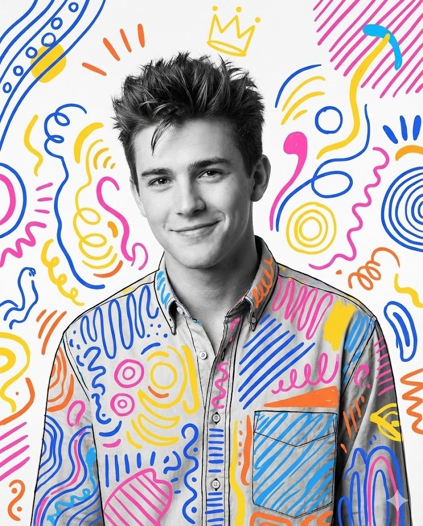 Mixed Media Portrait with Pop Art Doodles — output 1