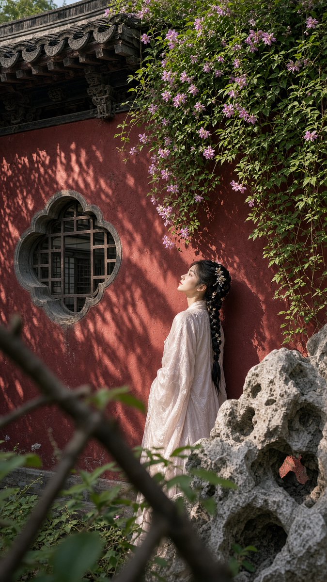 Social Media Post - Hanfu Woman in Classical Garden — output 1