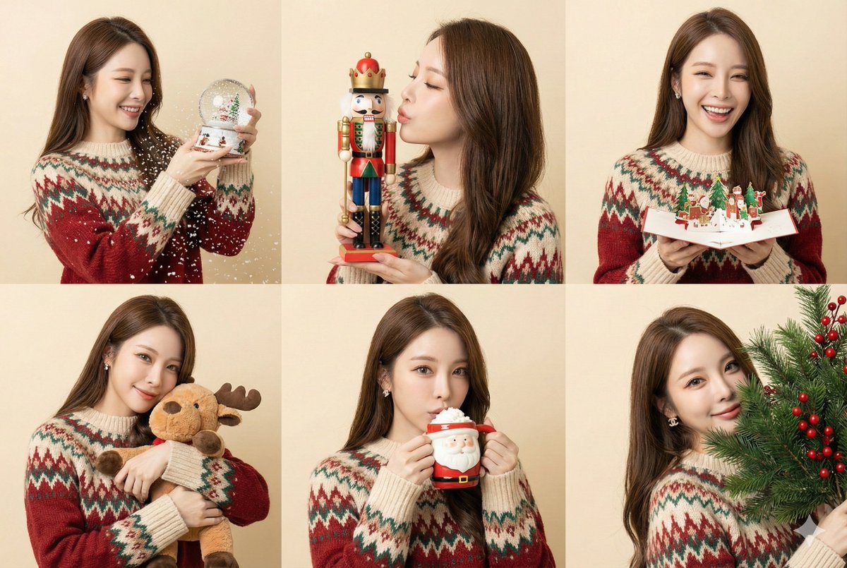 Profile / Avatar - Christmas Fair Isle Sweater 6-Panel Grid Portrait — output 1