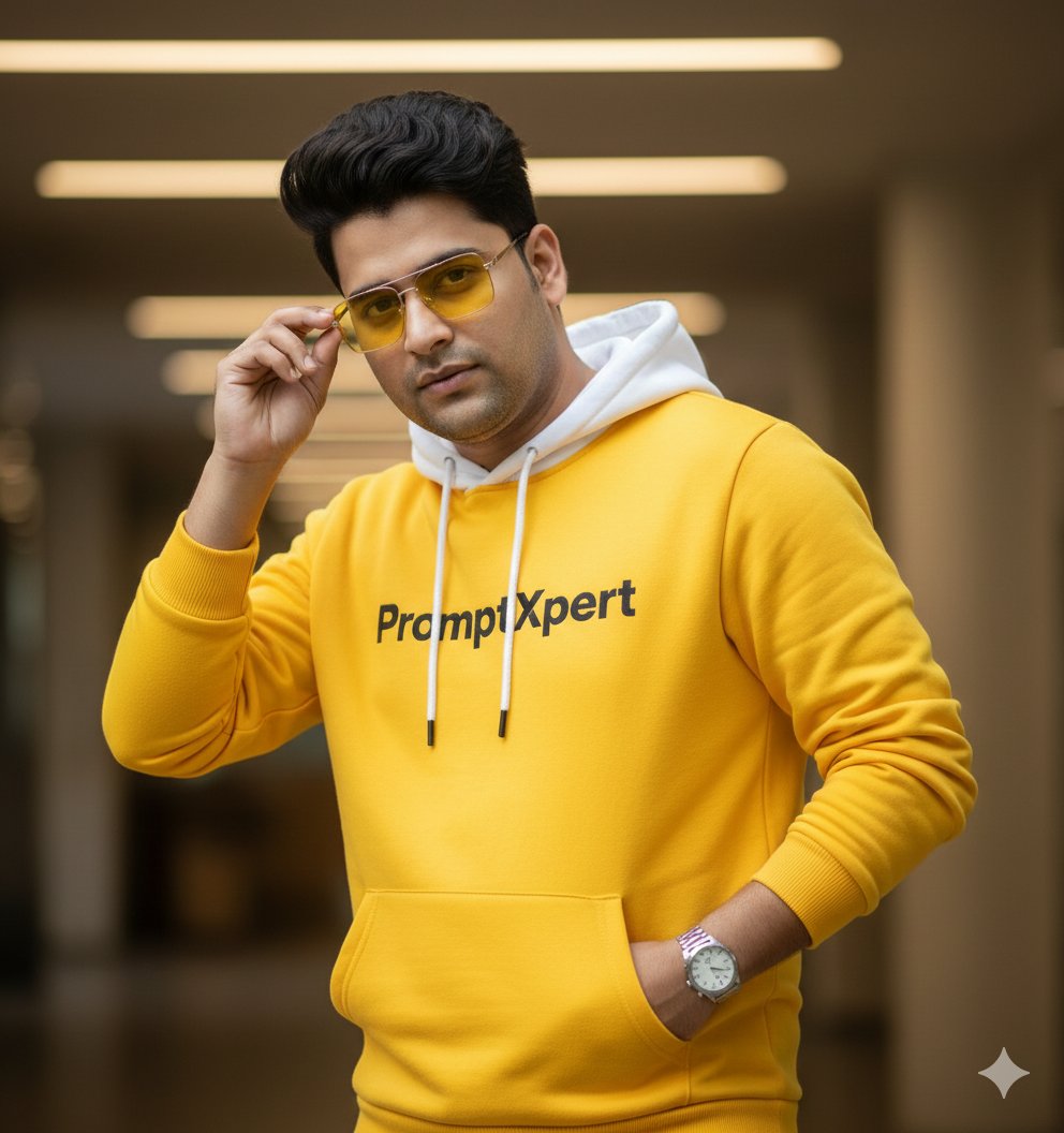 16K Cinematic Portrait with Identity Lock and Yellow Hoodie — output 1