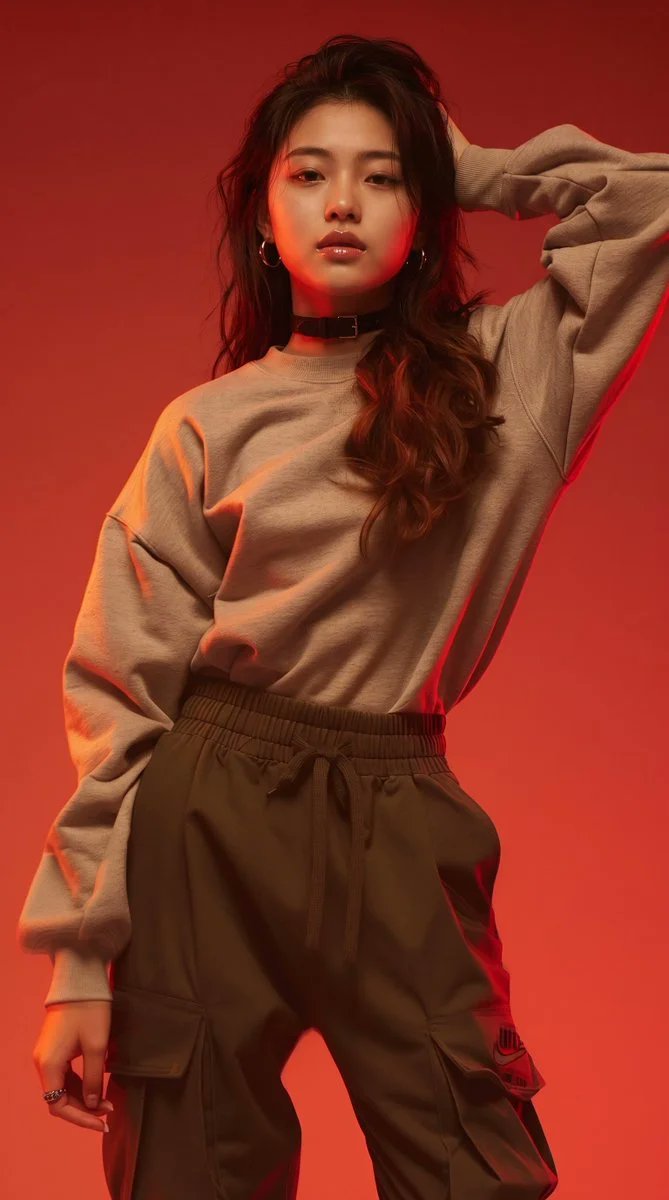 Social Media Post - East Asian Lookbook Crimson Studio Portrait — output 1