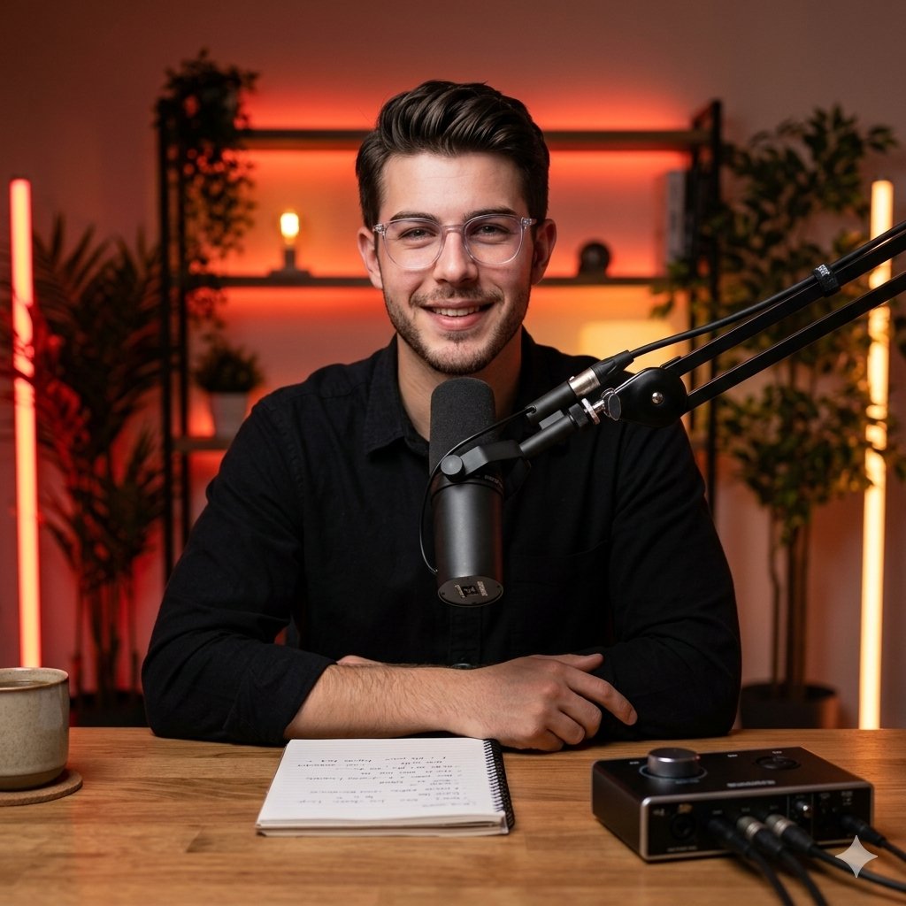 YouTube Thumbnail - Cinematic Podcast Studio Portrait — output 1