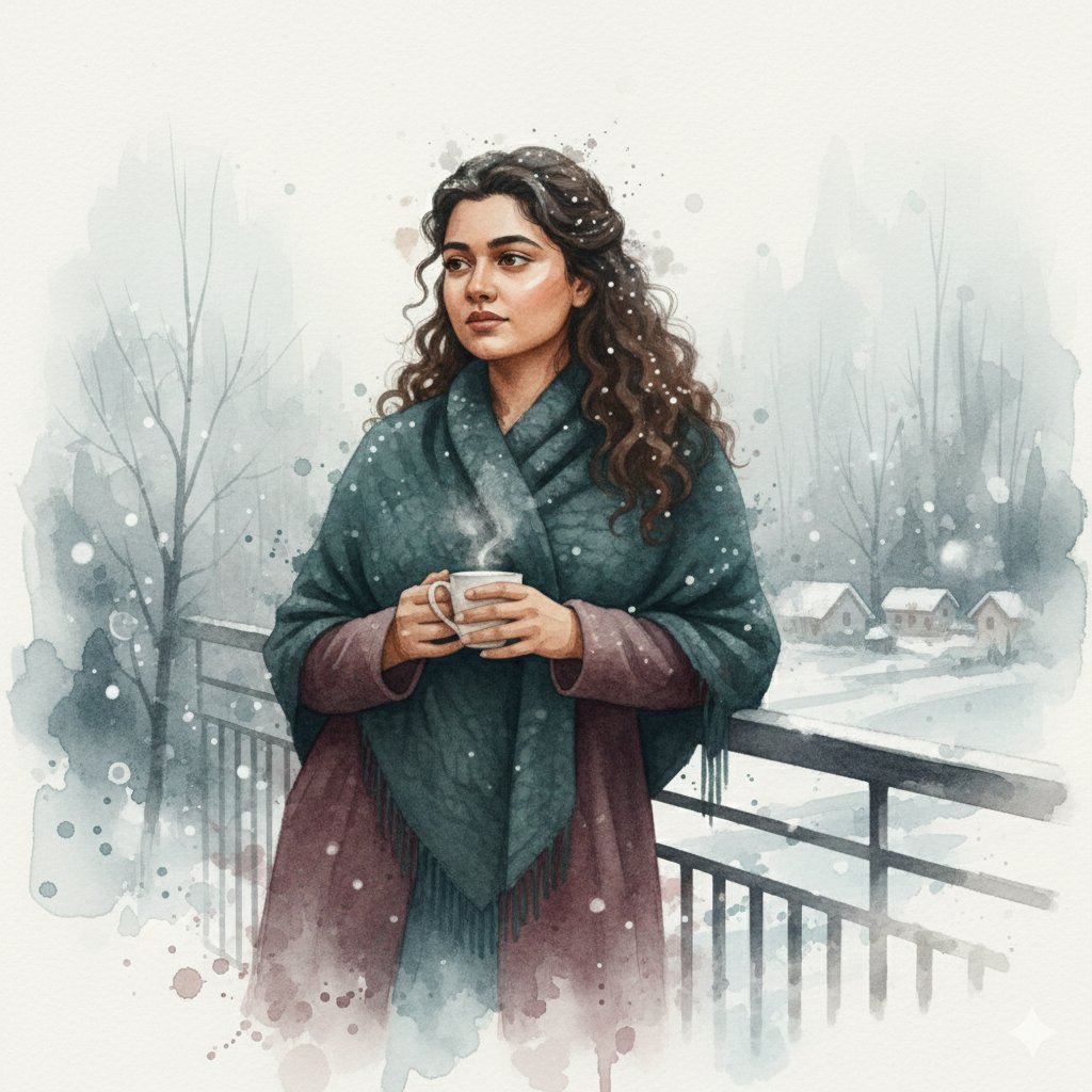Winter Watercolor Portrait with Identity Lock Prompt — output 1