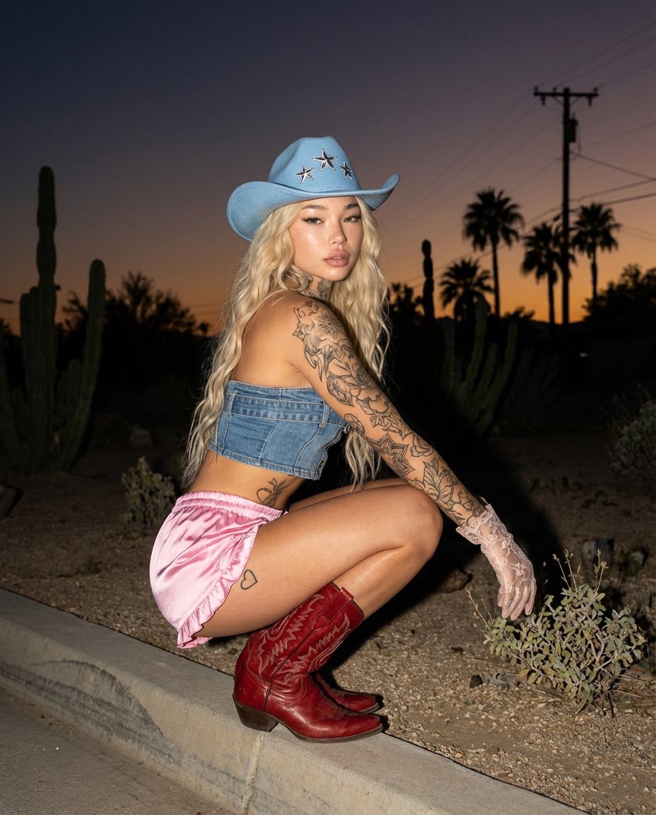 Desert Doll Golden Hour Portrait with Flash — output 1