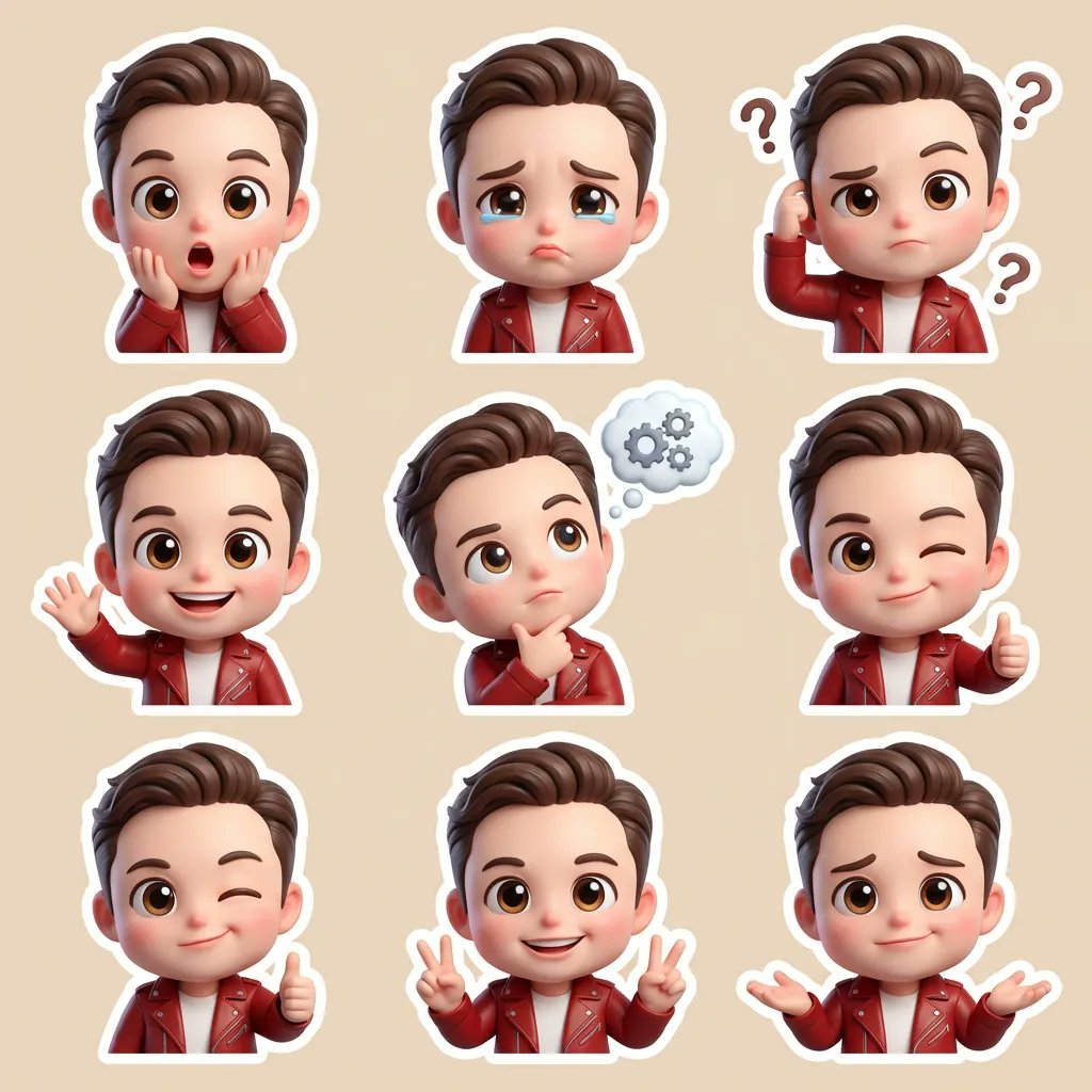 Game Asset - 3D Chibi Cartoon Sticker Set Generation Prompt — output 1