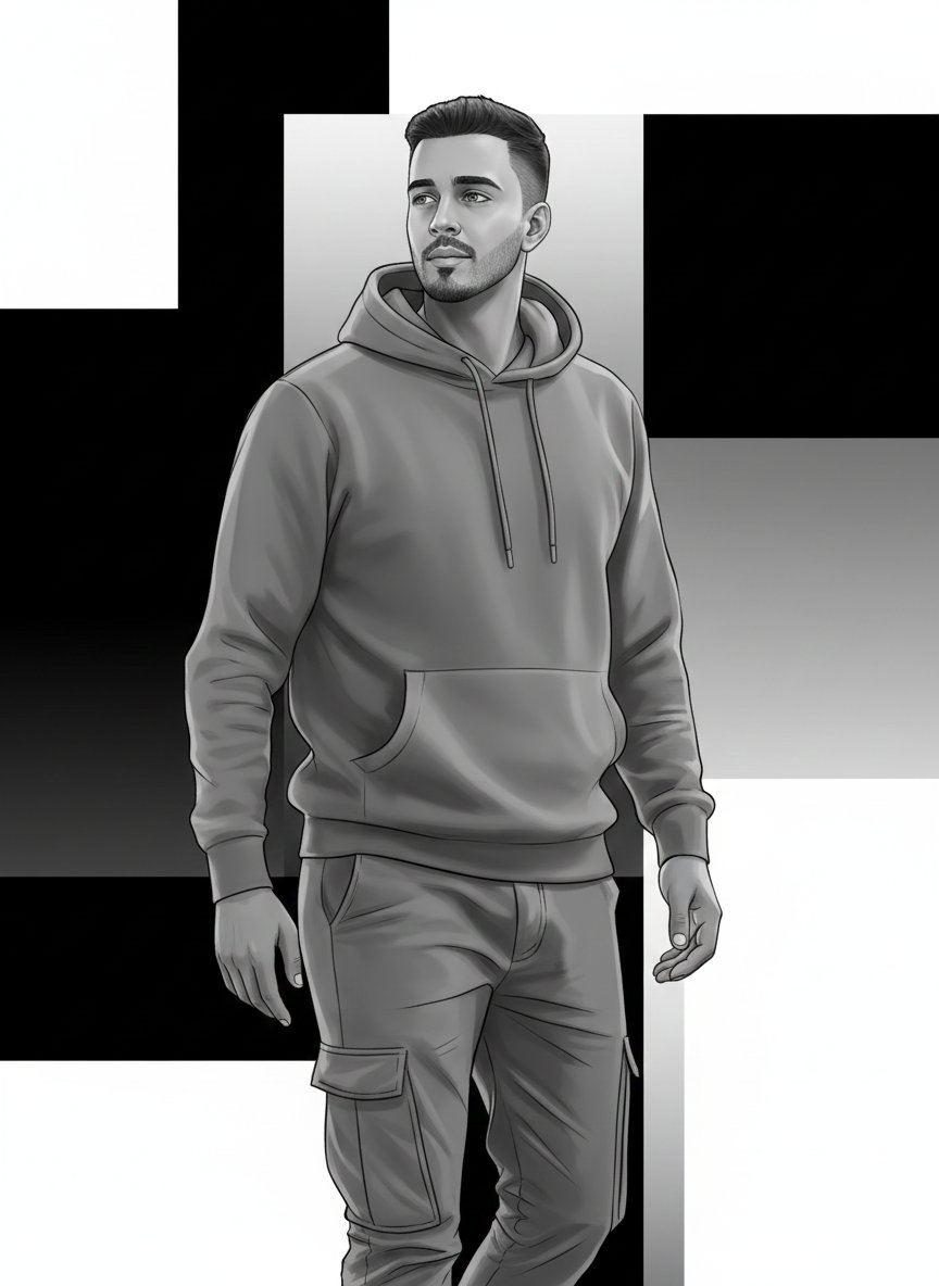 High-Fashion Monochrome Vector Illustration Prompt — output 1