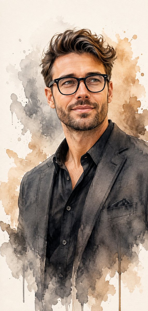 Profile / Avatar - Refined Watercolor Portrait of a Mature Man — output 1