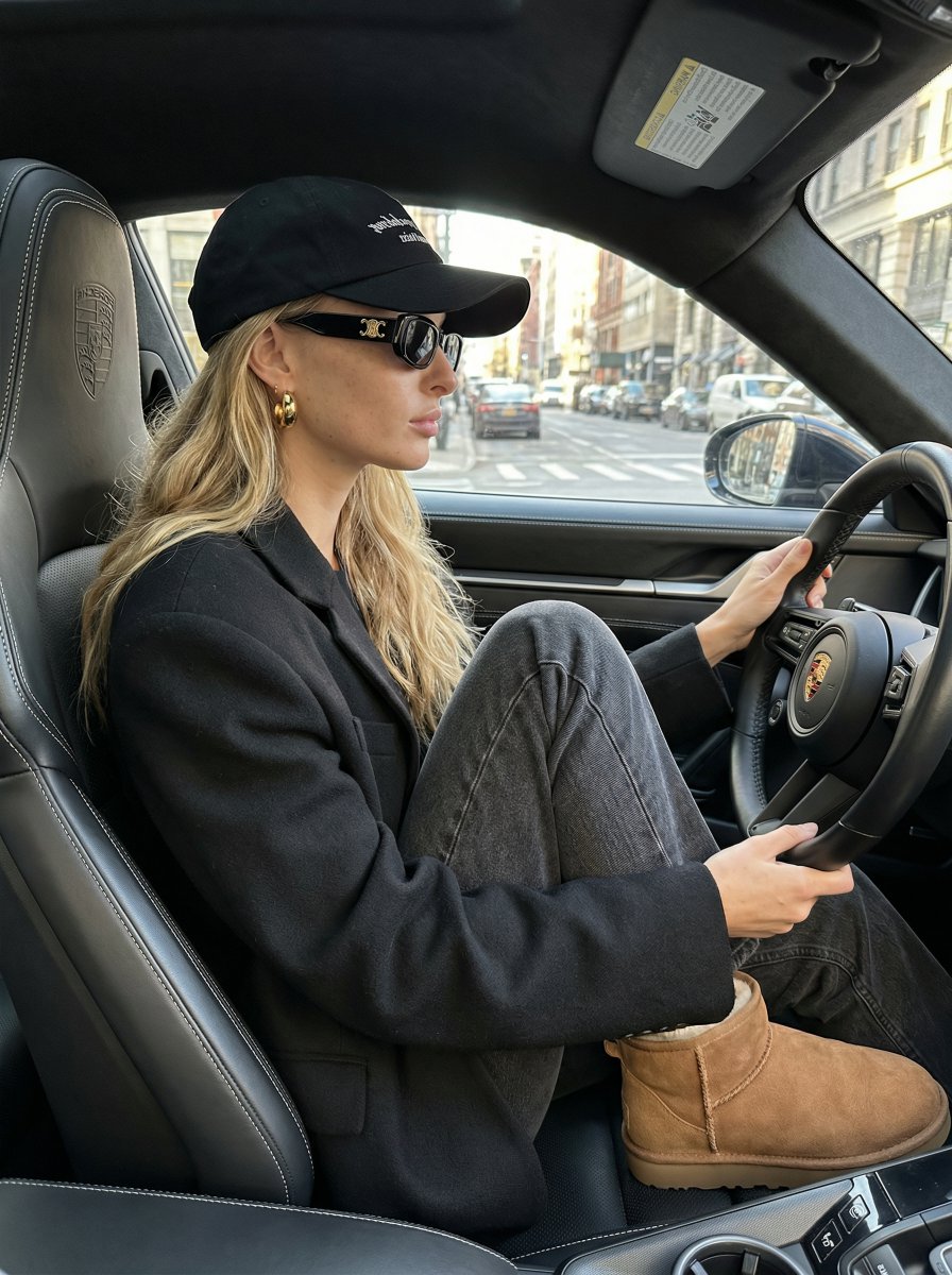 Social Media Post - Luxury Street Style Portrait in a Porsche Interior — output 1