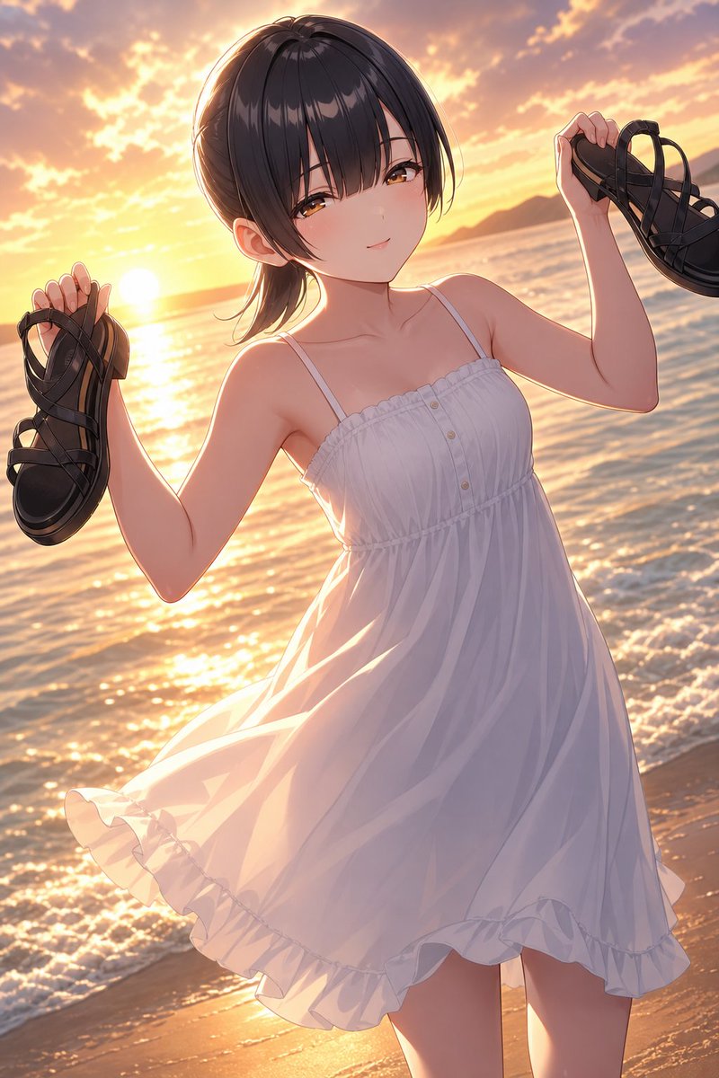 Social Media Post - Anime Girl at Sunset Beach — output 1