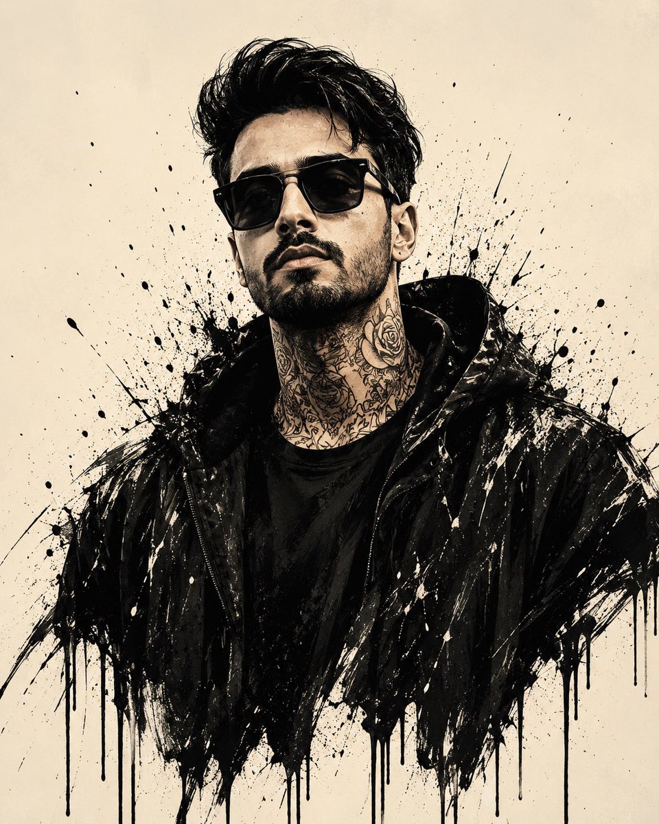 Profile / Avatar - Black Ink-Splash Graffiti Stylized Portrait — output 1