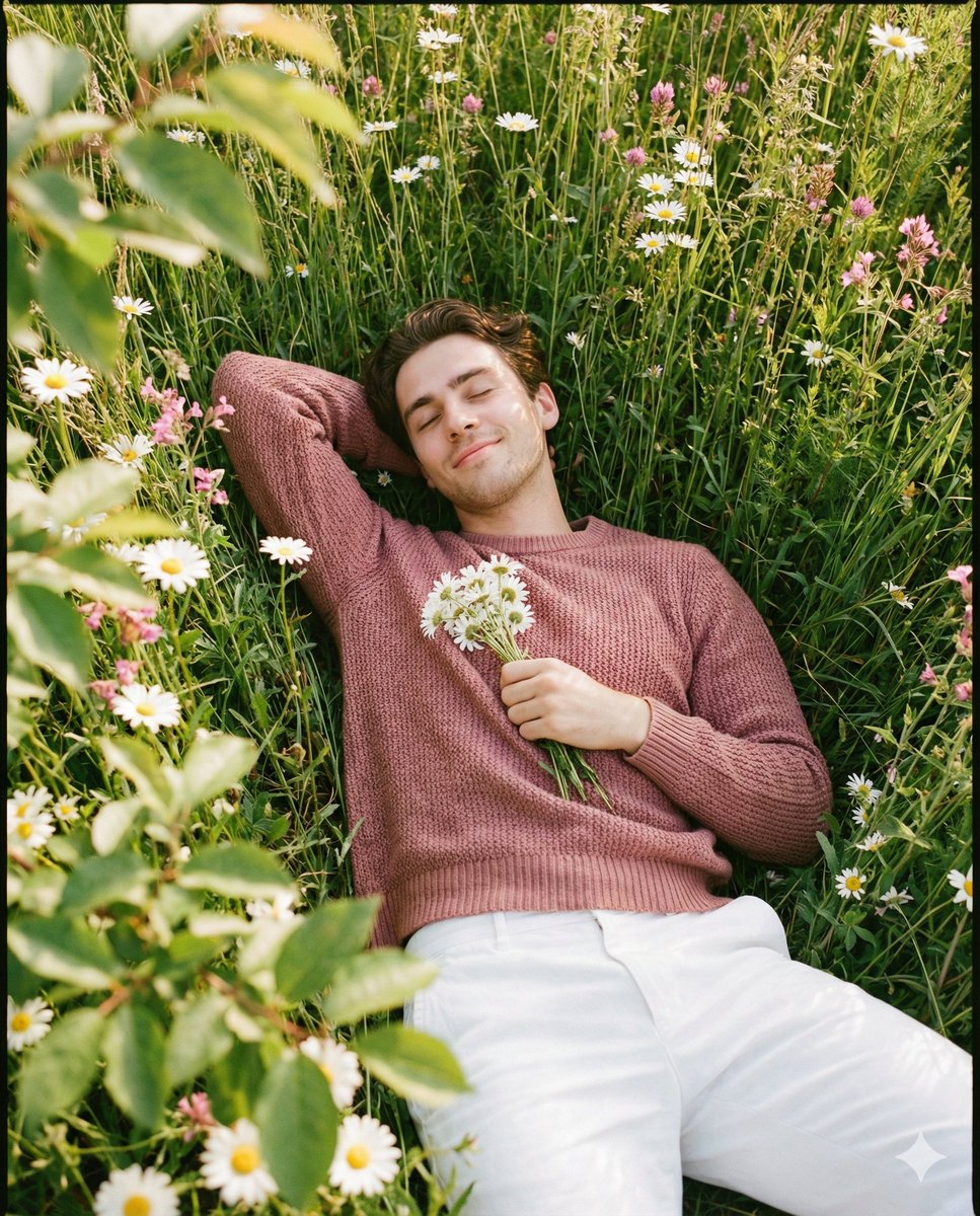 Romantic Top-Down Portrait in a Wildflower Meadow — output 1