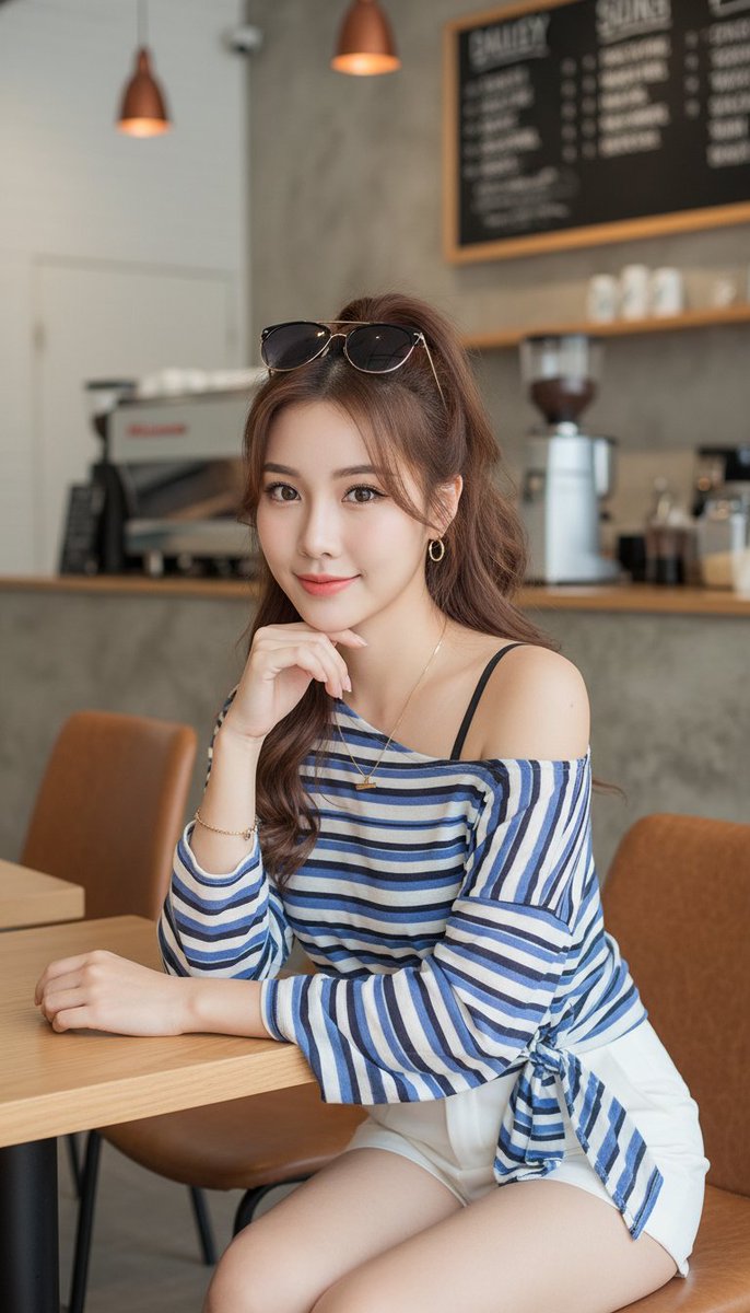 Product Marketing - Stylish Woman in Modern Cafe — output 1