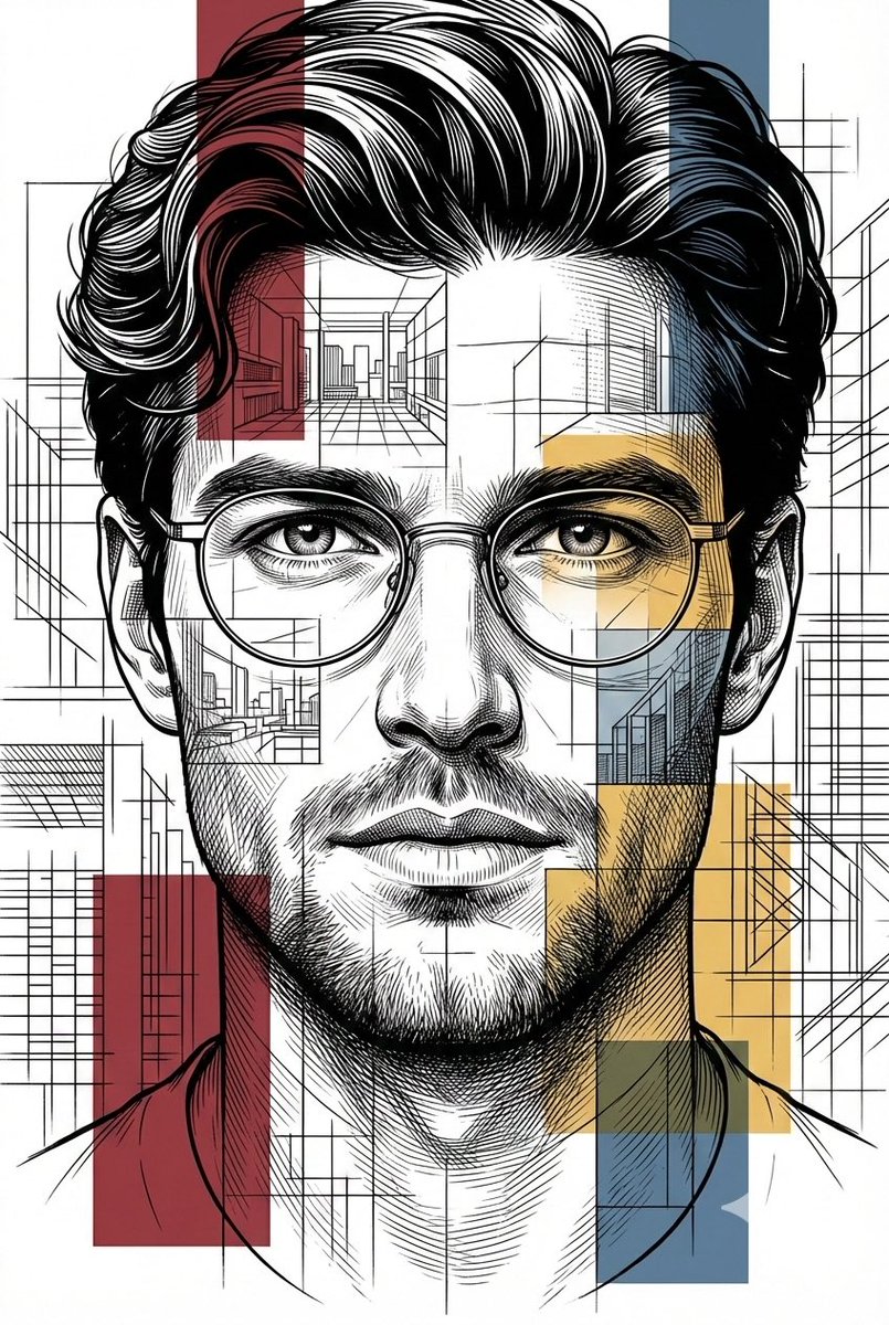Poster / Flyer - Architectural Blueprint Style Portrait — output 1
