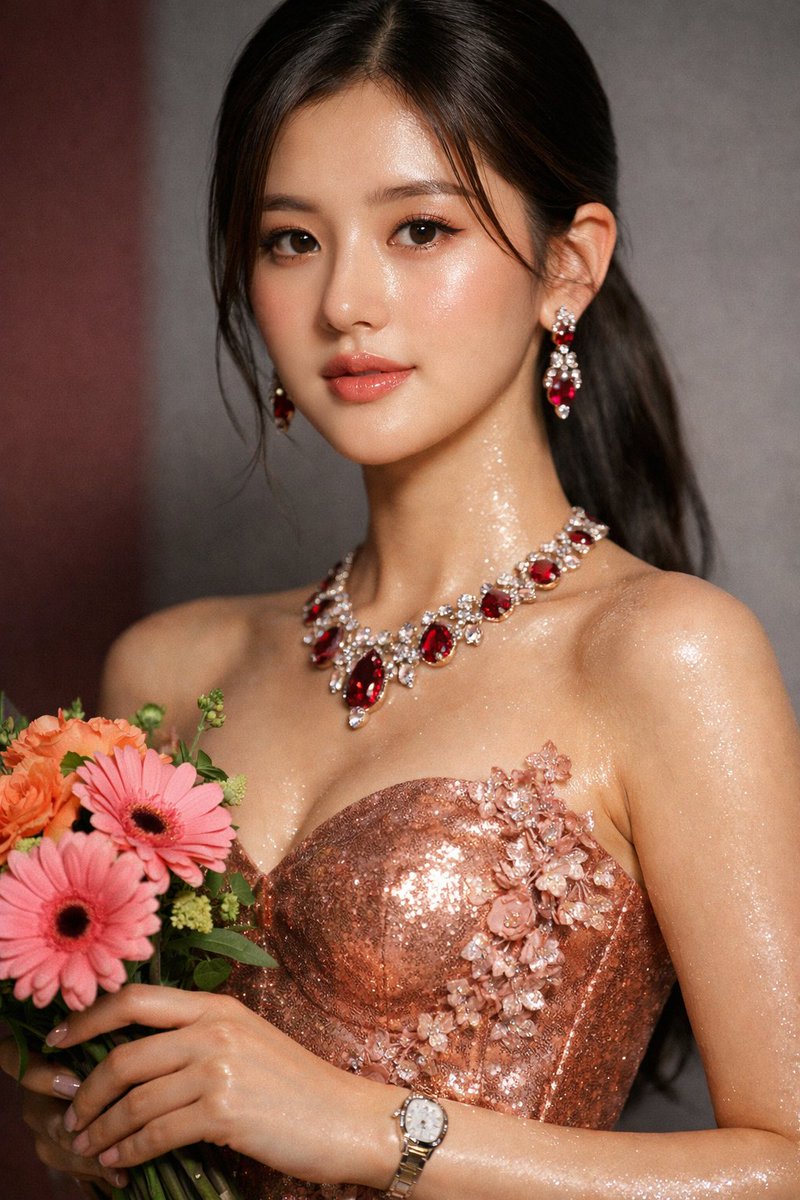 Macro Portrait of Zhao Lushi in Sequined Gown — output 1