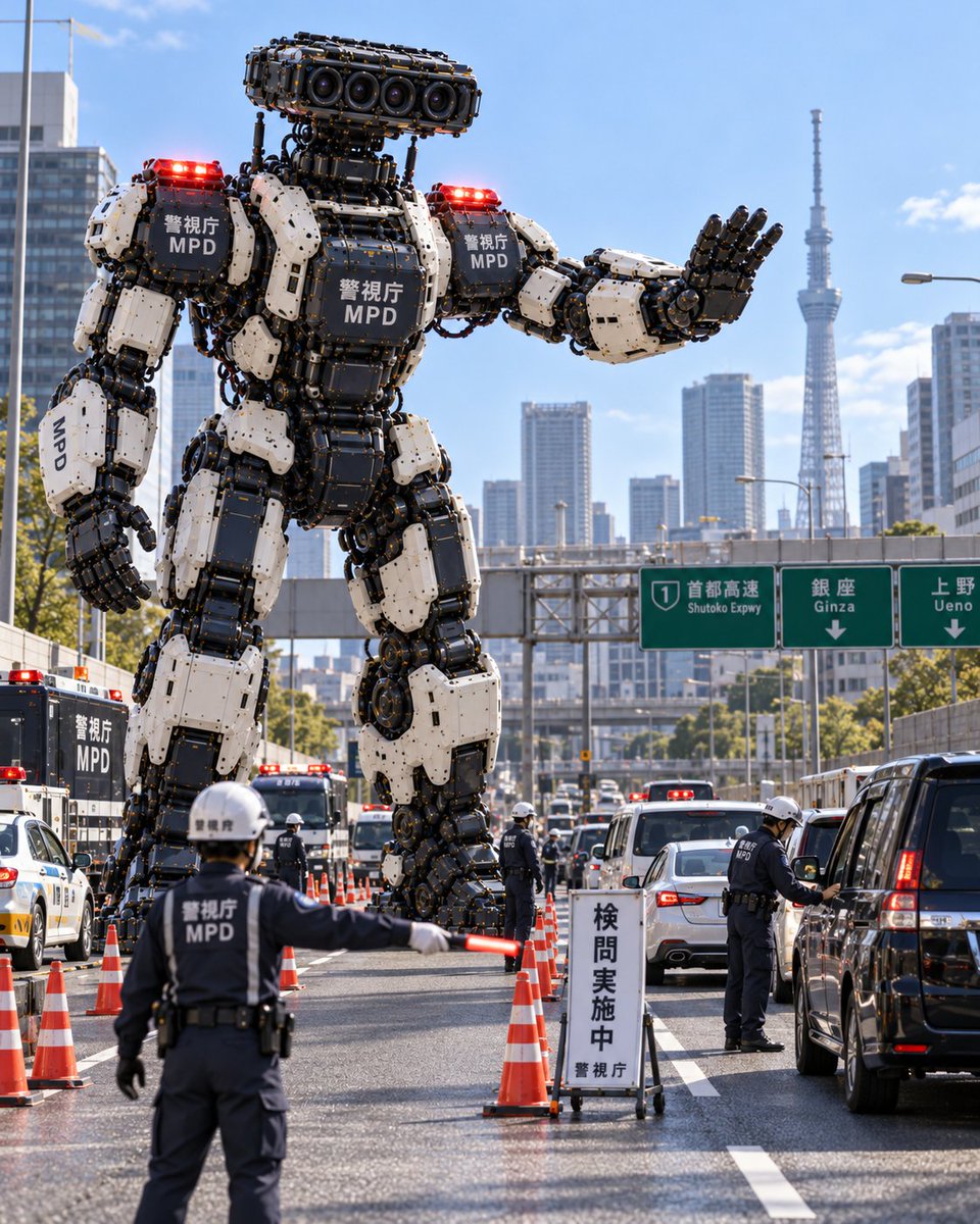YouTube Thumbnail - Tokyo Police Giant Robot Checkpoint — output 1