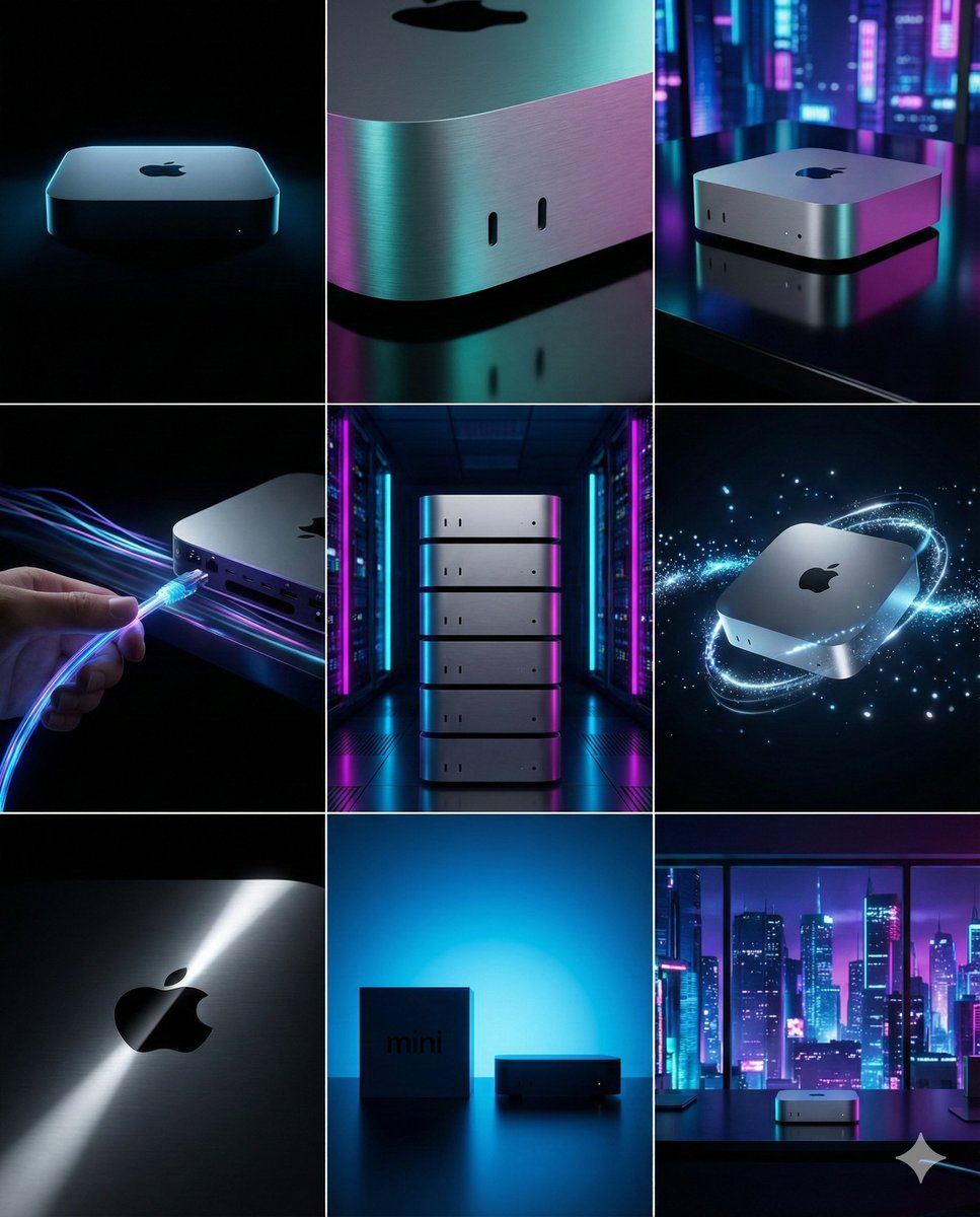 Comic / Storyboard - Cyberpunk Tech Visual Storyboard for Mac Mini Branding — output 1