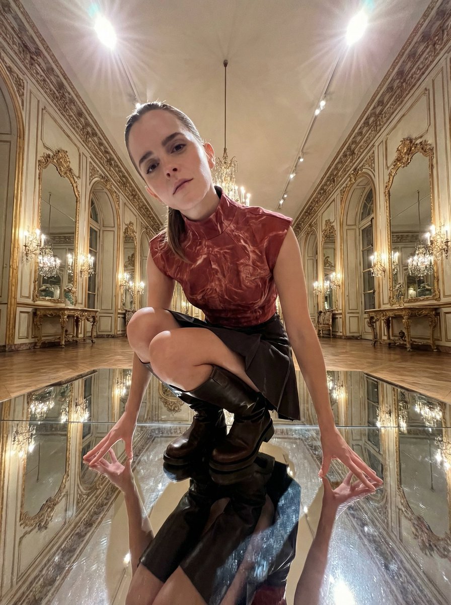 Emma Watson Unsettling Low-Angle Portrait Prompt — output 1