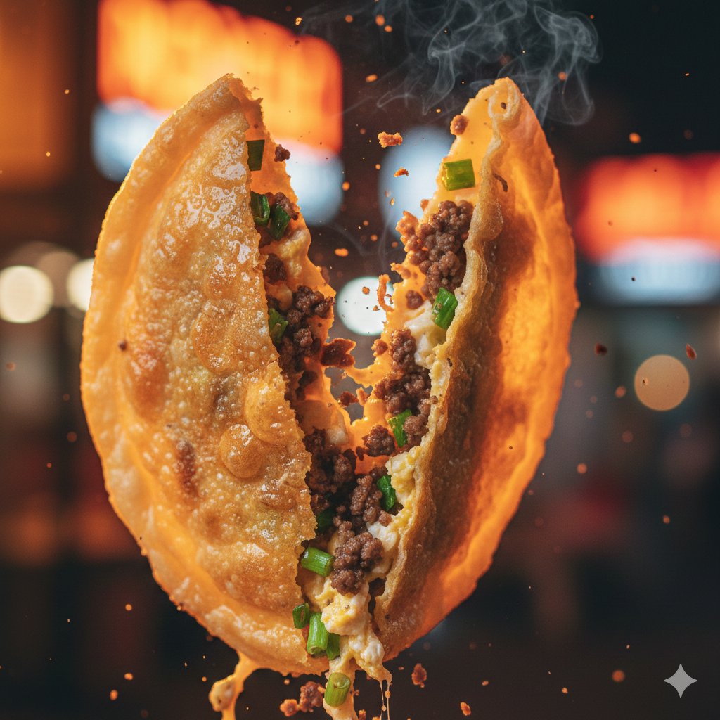 Macro Food Photography of Martabak Telur Prompt — output 1