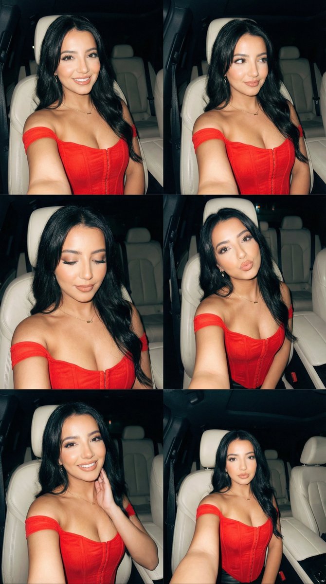 Profile / Avatar - 6-frame car selfie contact sheet with phone flash — output 1