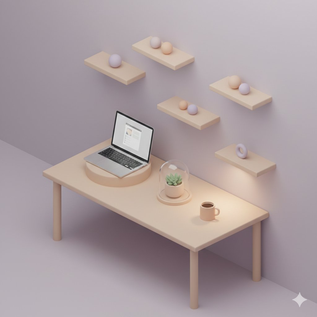 3D Isometric Floating Home Office Illustration — output 1