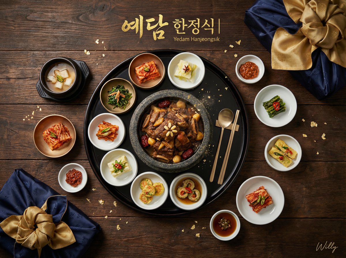 Luxury Korean Hanjeongsik Food Advertisement Prompt — output 1