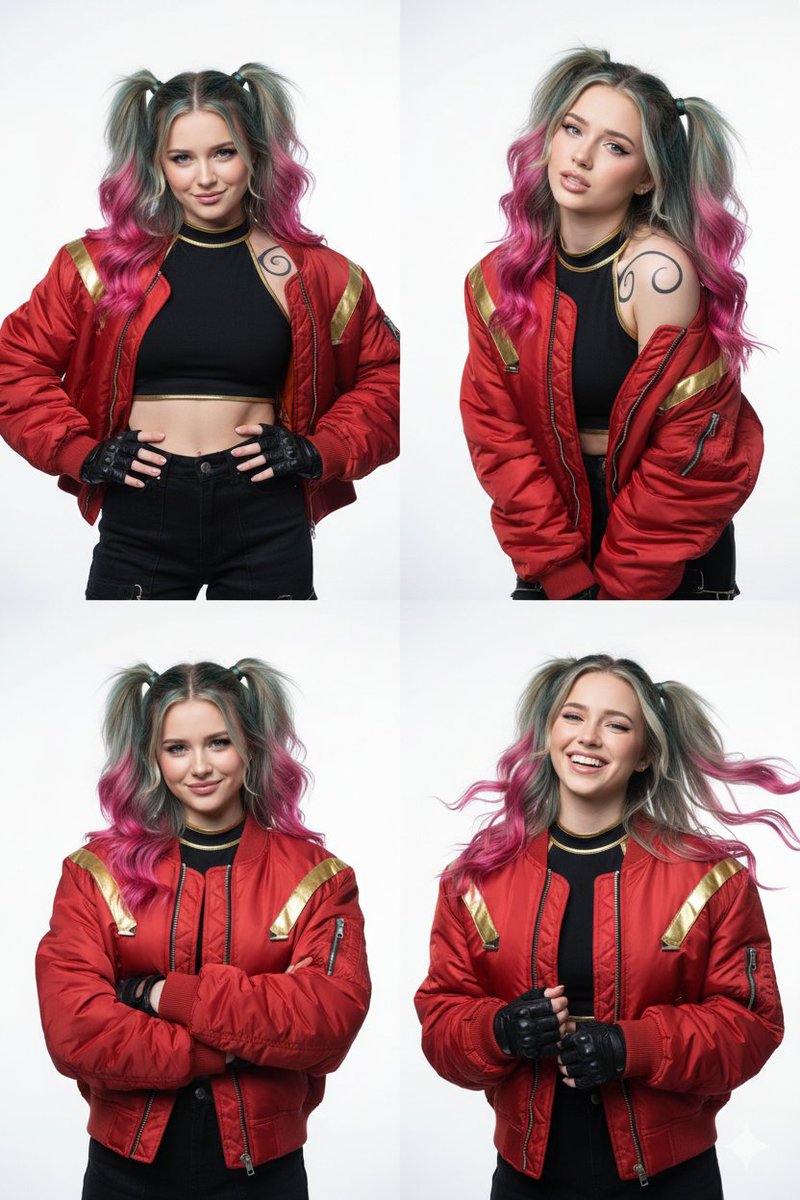Product Marketing - 2x2 Grid of Cyber-Punk Portrait Shots — output 1