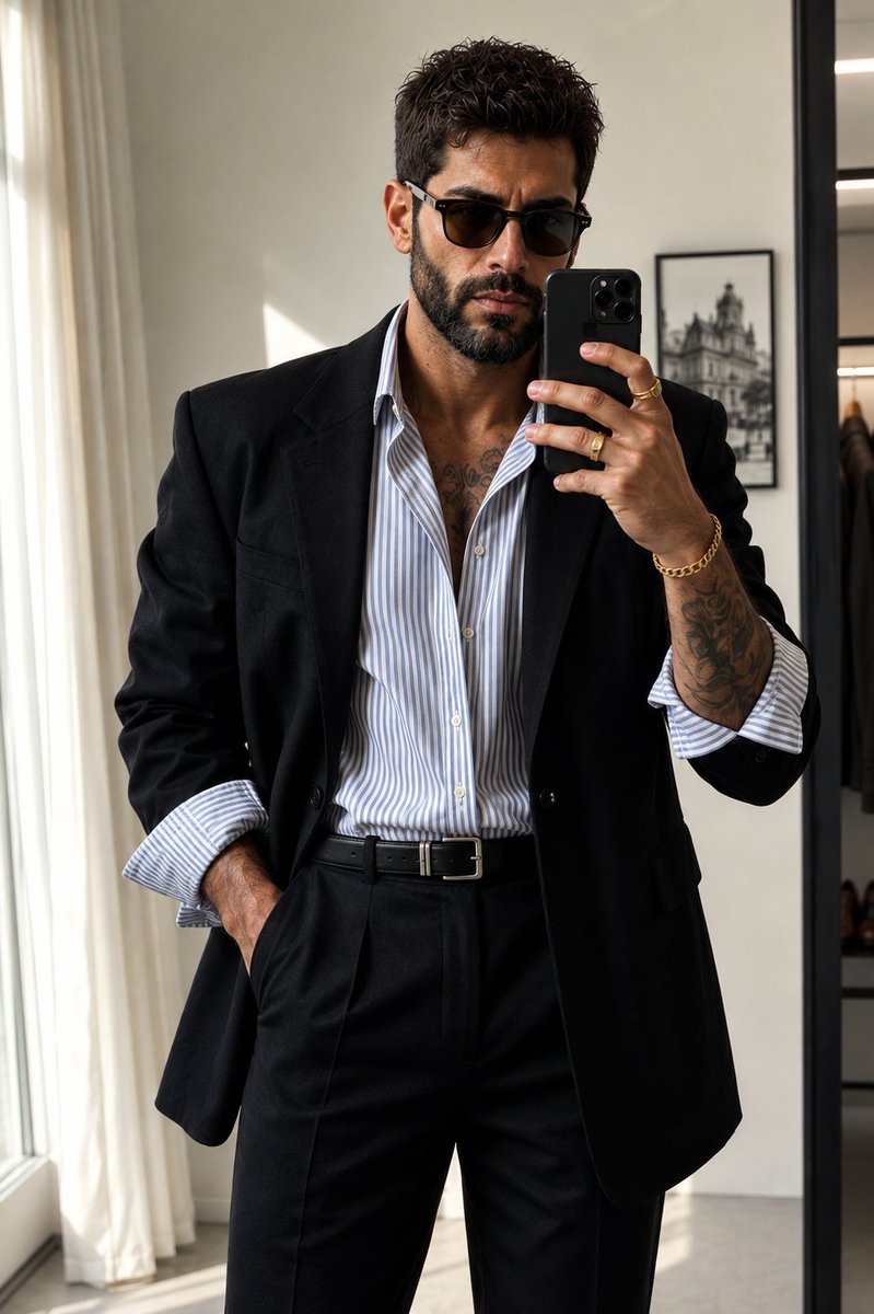 Profile / Avatar - Modern Menswear Mirror Selfie — output 1