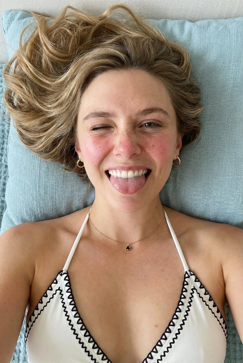 Overhead Playful Portrait (Blonde Hair Variant) — output 1
