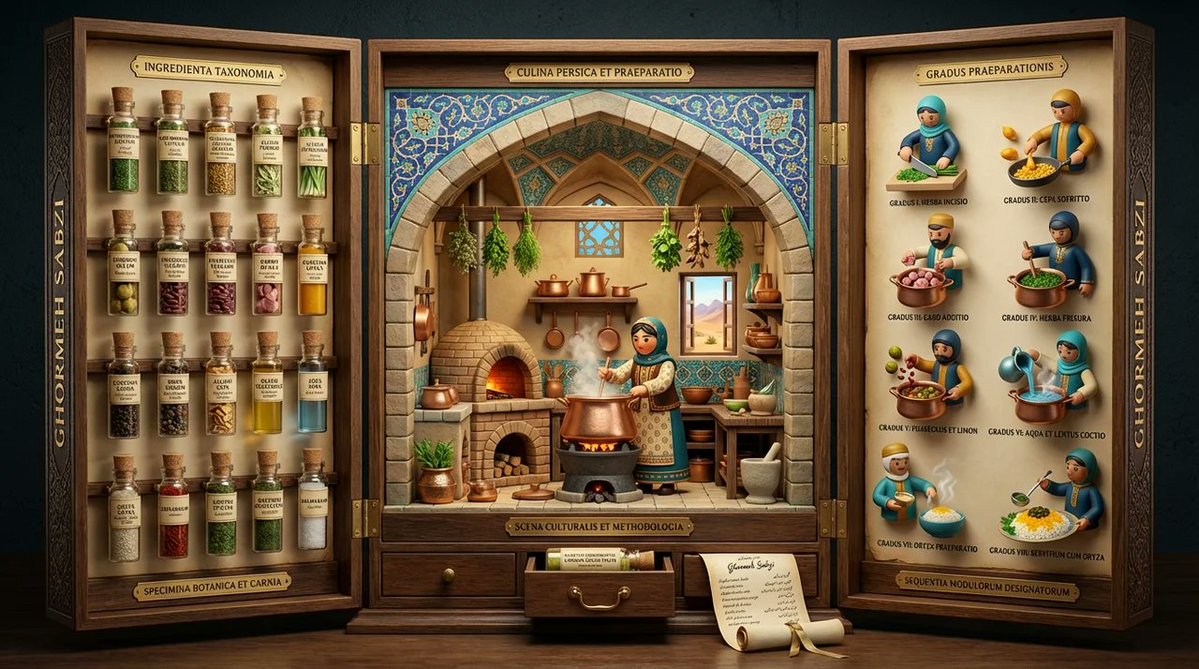 Infographic / Edu Visual - Medieval Altarpiece Display of Ghormeh Sabzi — output 1