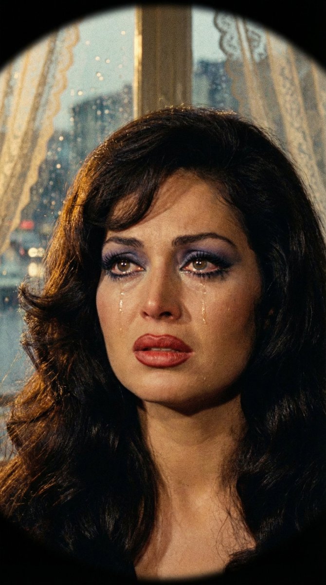 YouTube Thumbnail - JSON Prompt for 1971 Yeşilçam Cinematic Portrait of Türkan Şoray Crying — output 1
