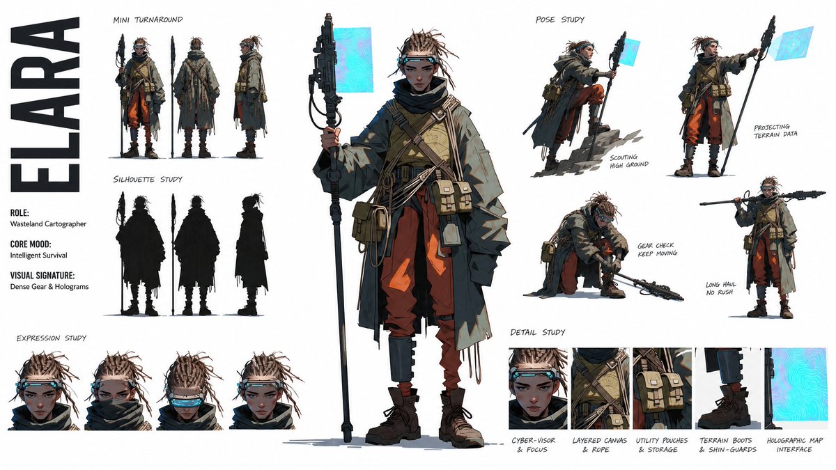 Comic / Storyboard - High-Fashion Character Concept Art Sheet — output 1