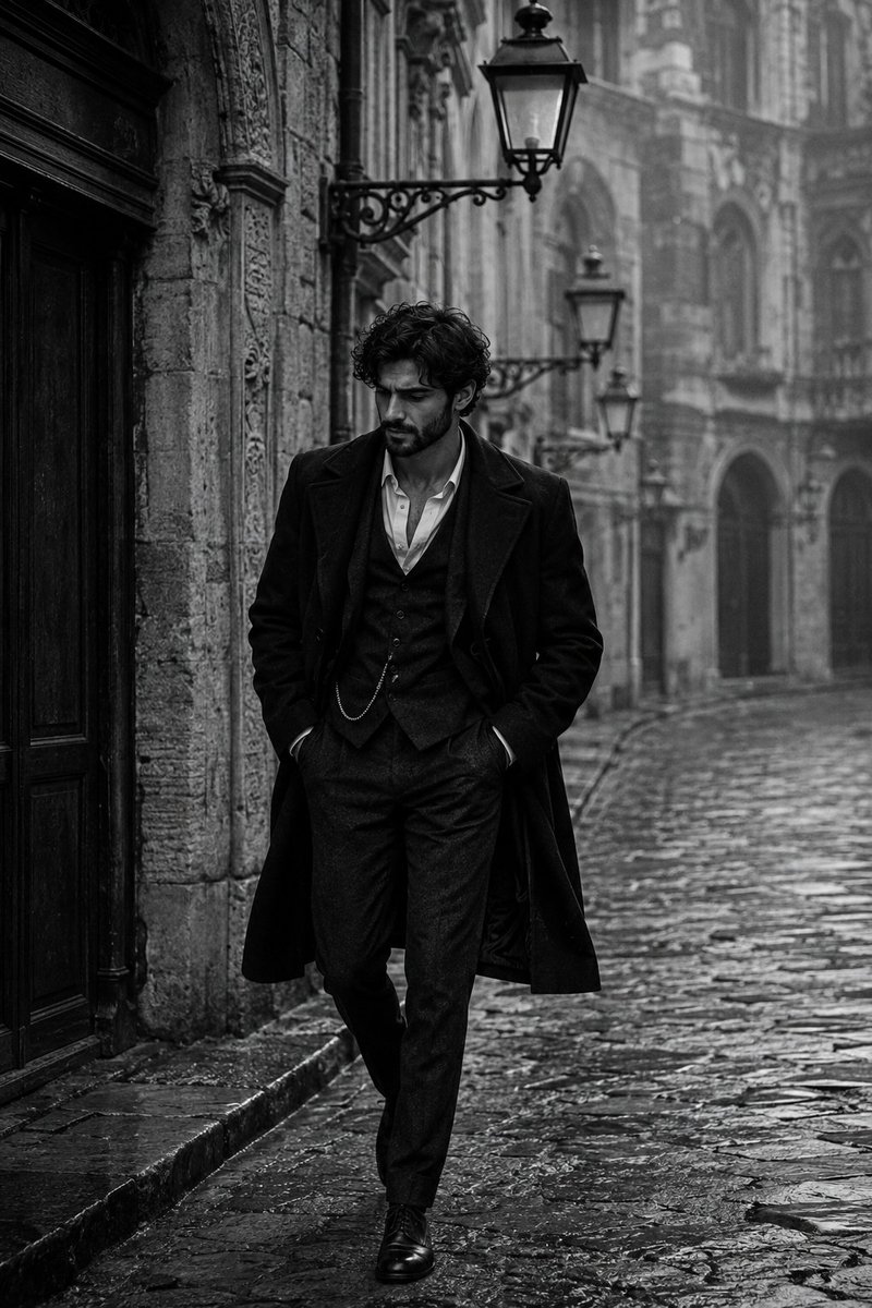 Comic / Storyboard - Cinematic Black and White European Street Portrait — output 1