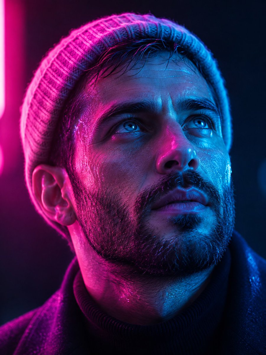 Profile / Avatar - Cyberpunk Neon Split Lighting Portrait — output 1