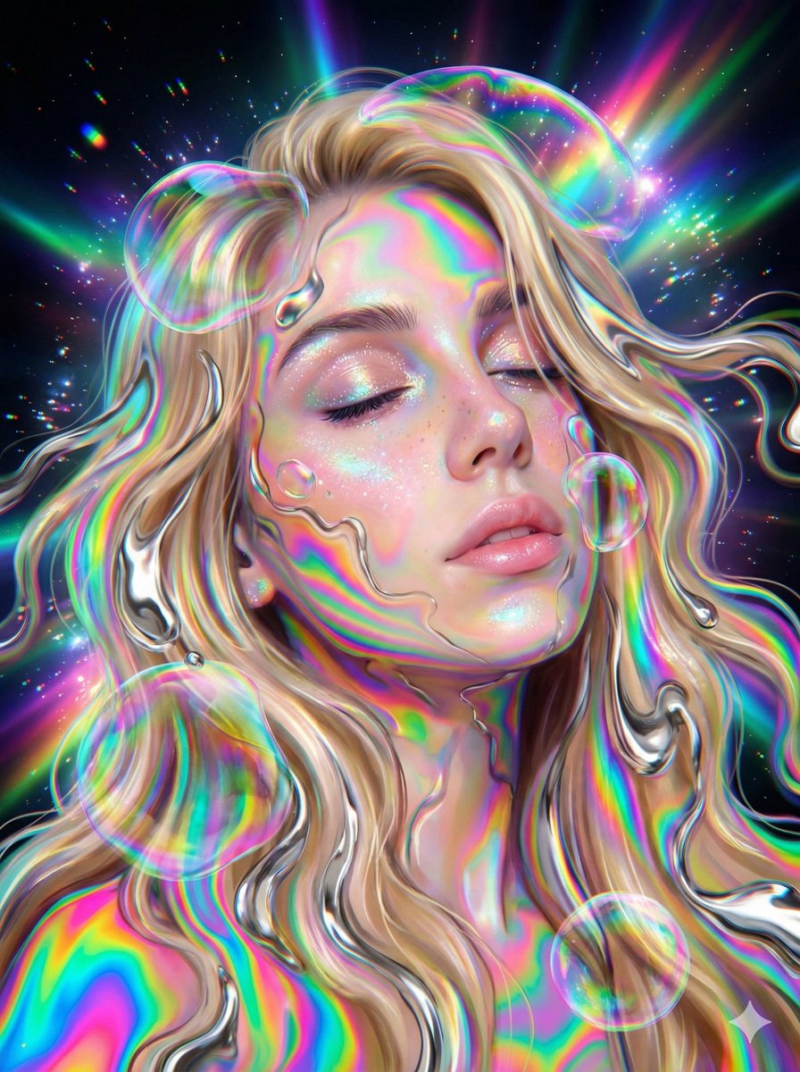 Social Media Post - Surreal Psychedelic Iridescent Portrait — output 1