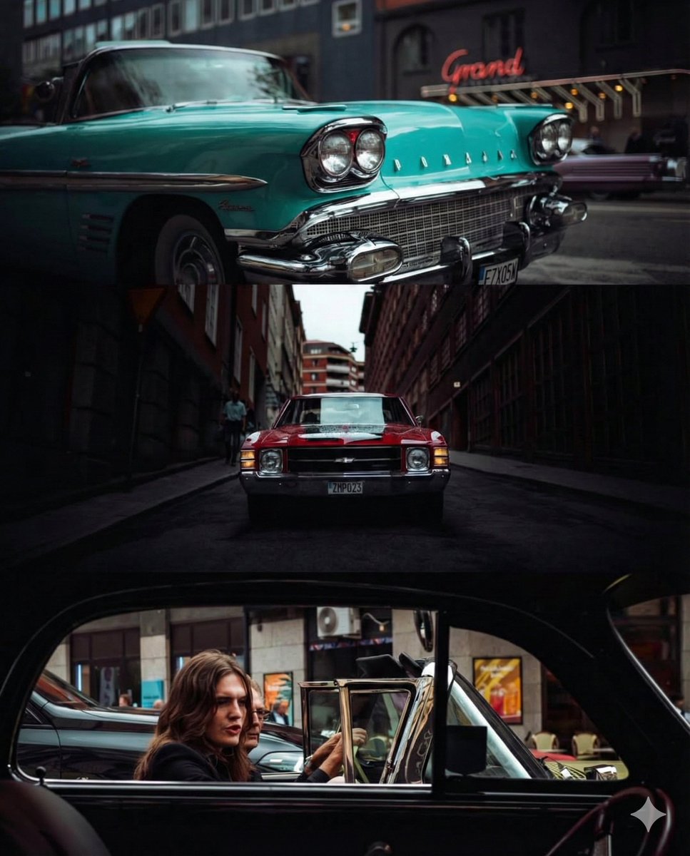 Triptych Collage of Vintage American Cars — output 1