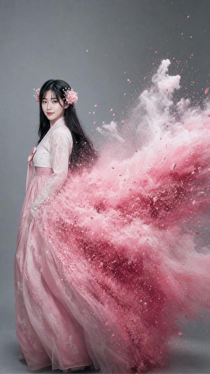 Social Media Post - Korean Hanbok Pigment Explosion Portrait — output 1